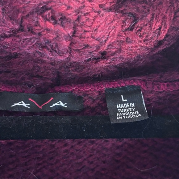 AVA Sz L Wool Alpaca Blend Sweater Cowl Neck Long Line Lattice Hem & Cuffs - Picture 6 of 9